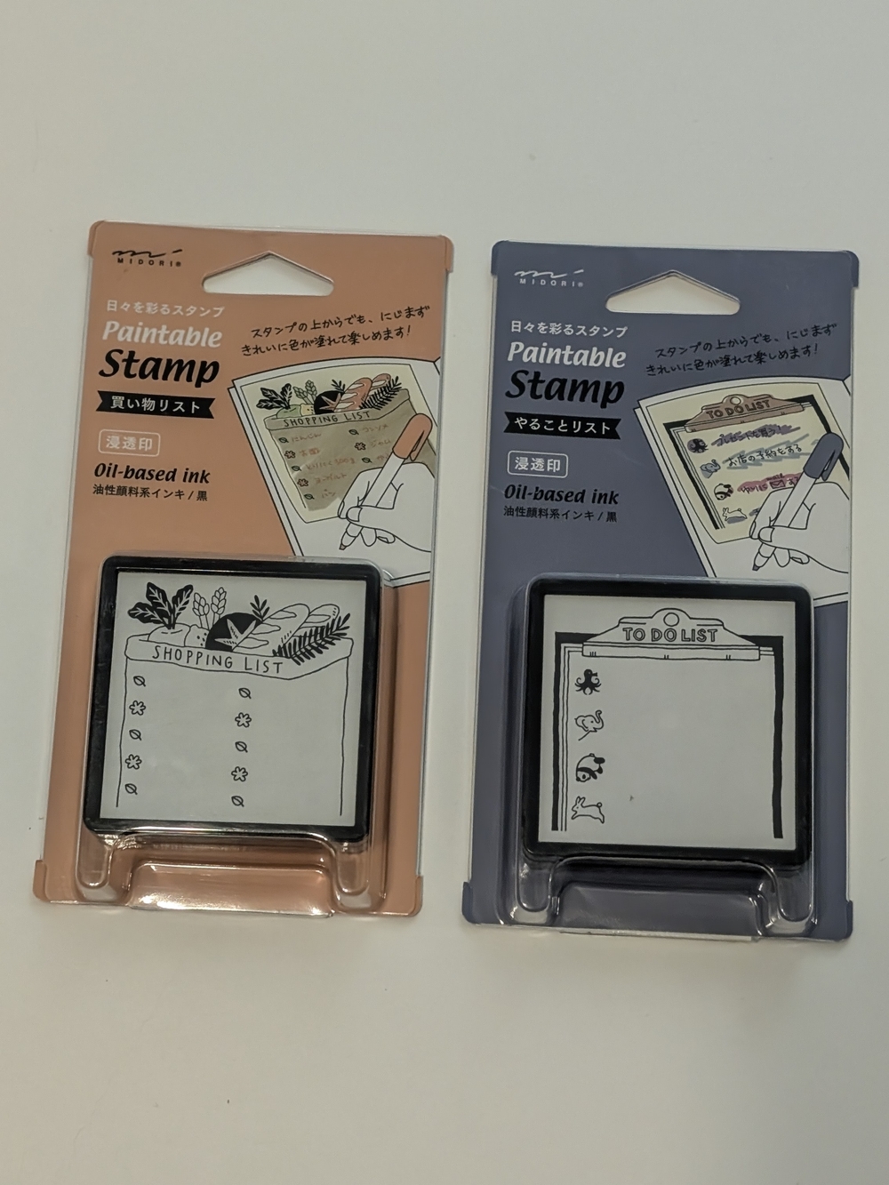New Midori Paintable Stamps in 'Shopping List' and 'To Do List' designs.